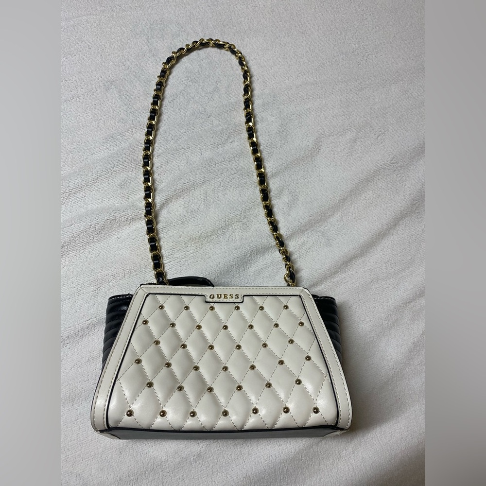 Guess black and white shoulder bag